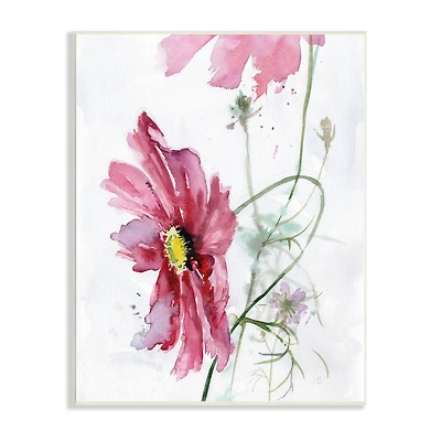 Stupell Industries Bending Pink Cosmo Flower Abstract Floral Watercolor Painting Wall Plaque