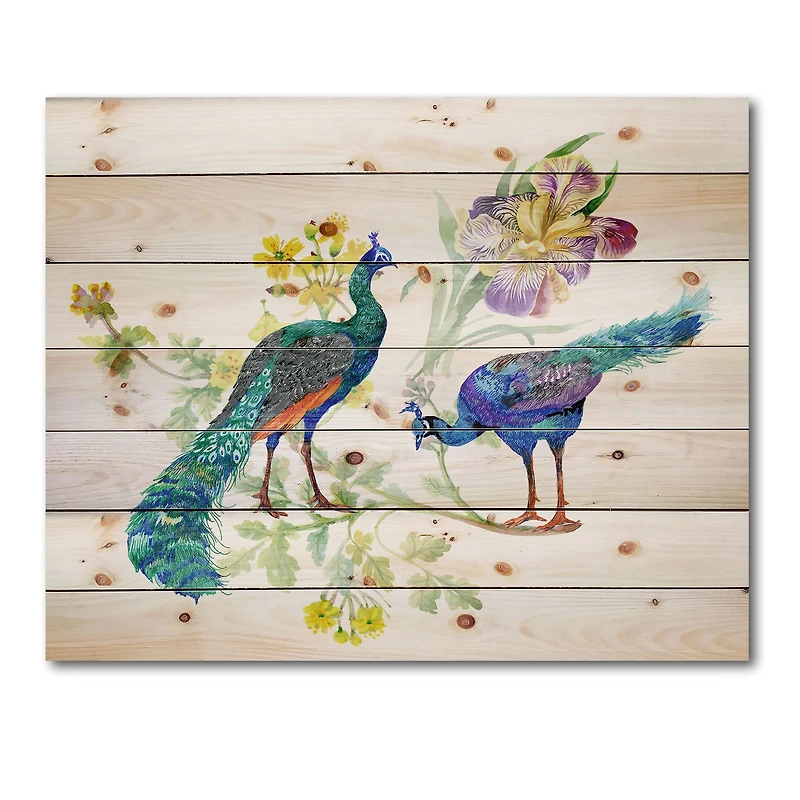 Designart - Peacocks and Iris Flowers
