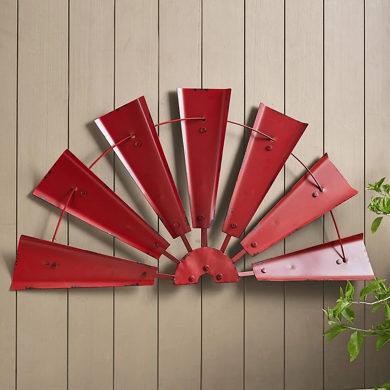 Glitzhome® 32" Red Half Wind Spinner Wall Décor