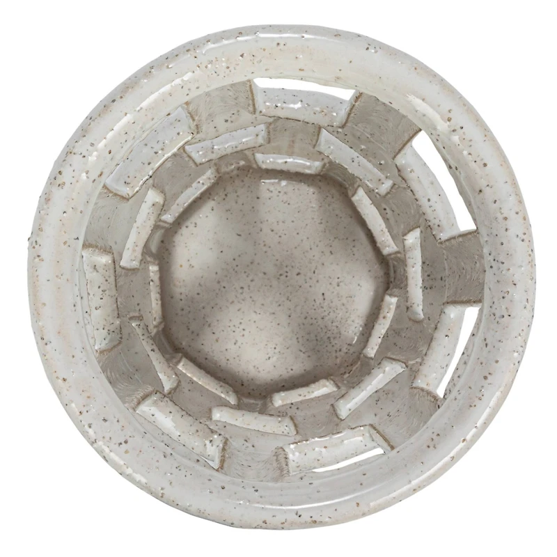 Hello Honey® 12" White Cut-Out Decorative Stoneware Lantern Candle Holder