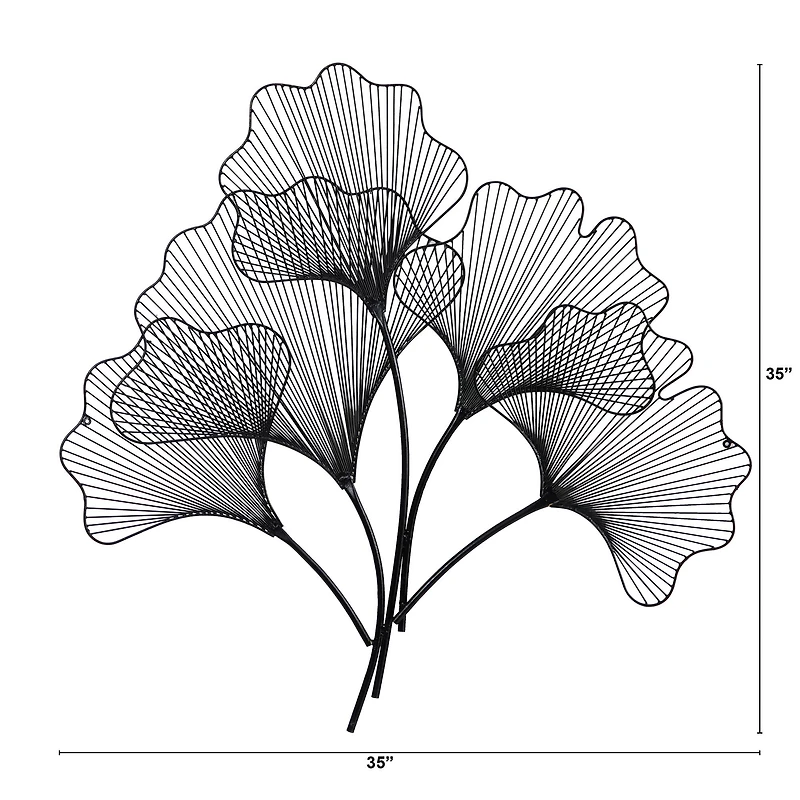 35" Modern Ginkgo Leaf Metal Wall Art Decor