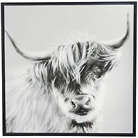 The Novogratz White Canvas Shaded Bull Framed Wall Art with Black Frame 37" x 1" x 37"