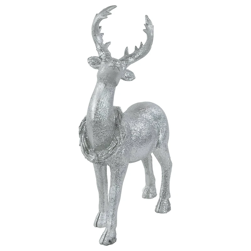 10.75" Silver Reindeer Glittered Christmas Tabletop Decoration