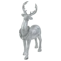 10.75" Silver Reindeer Glittered Christmas Tabletop Decoration