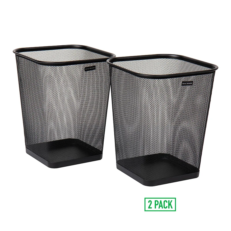 Mind Reader 2 Piece Square Metal Mesh Waste Basket Set