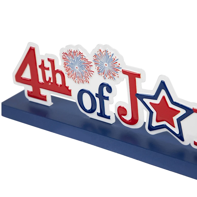 11.5" Fireworks 4th of July Patriotic Metal Tabletop Sign