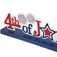 11.5" Fireworks 4th of July Patriotic Metal Tabletop Sign