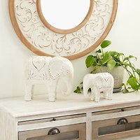 White Bohemian Elephant Sculpture Set