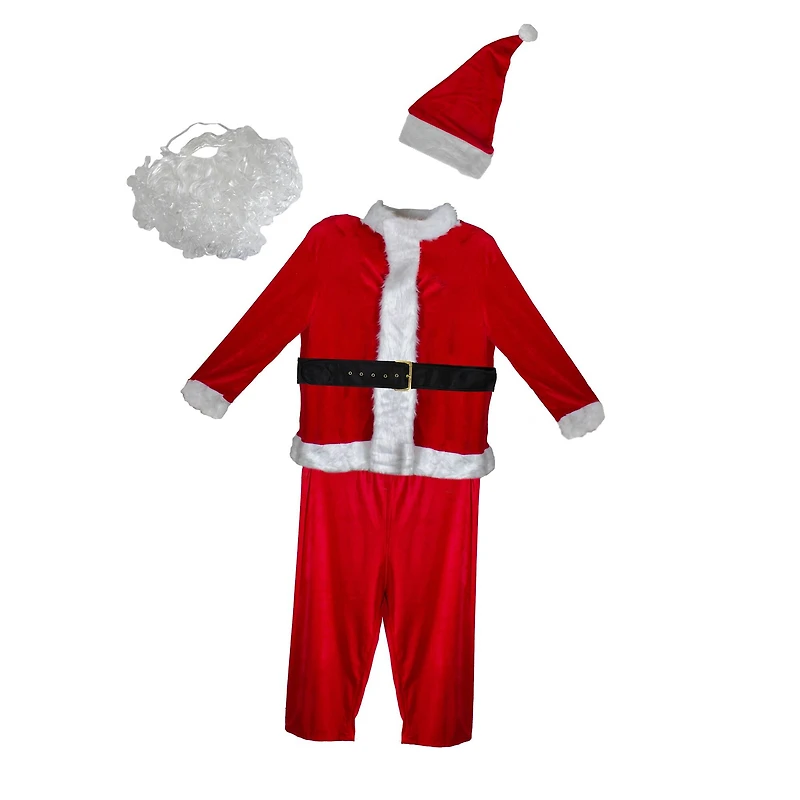 White & Red Santa Claus Men's Plus Size Christmas Costume Set