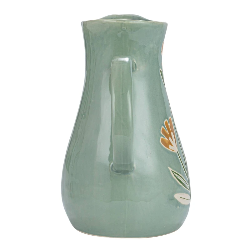 Hello Honey® 10" Hand-Painted Wax Relief Pattern Stoneware Pitcher