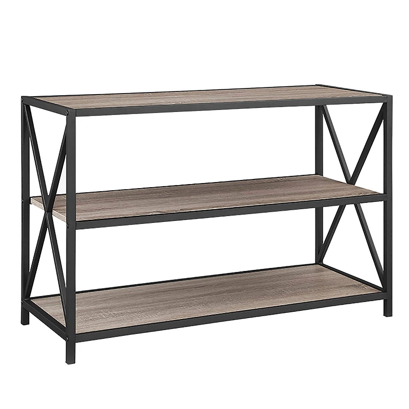 Walker Edison Driftwood X-Frame Industrial Wood Bookshelf