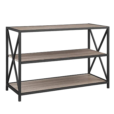 Walker Edison Driftwood X-Frame Industrial Wood Bookshelf