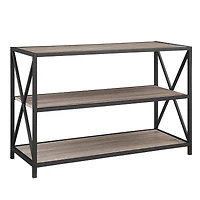Walker Edison Driftwood X-Frame Industrial Wood Bookshelf