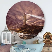 Designart - Lighthouse Shining Light During Stormy Night I