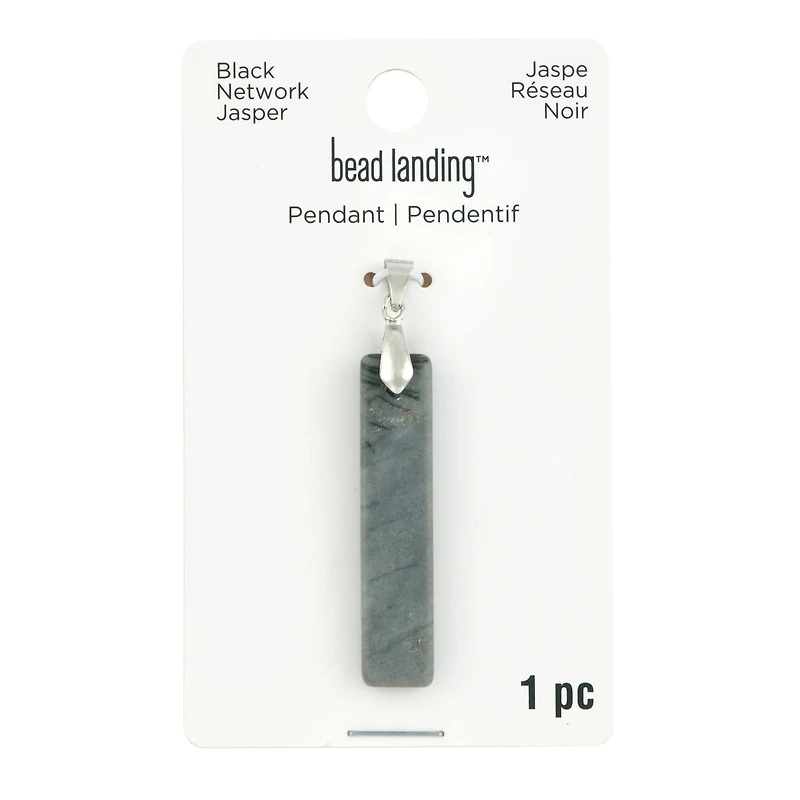 Black Network Agate Rectangle Pendant by Bead Landing™