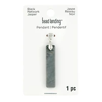 Black Network Agate Rectangle Pendant by Bead Landing™