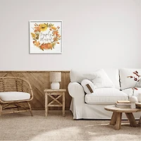Stupell Industries Simply Blessed Autumn Wreath White Framed Giclee Art