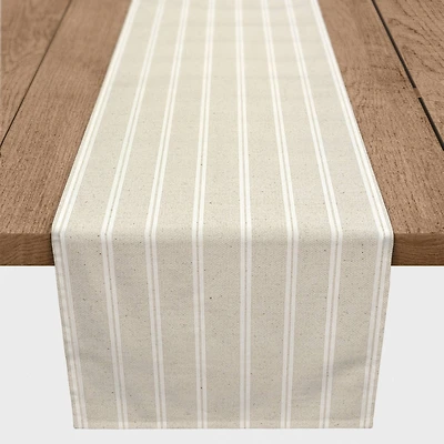 Cream & White Ticking Stripe Cotton Twill Runner