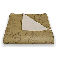 Mustard Yellow Fall Leaf Patterned Coral Fleece Blanket