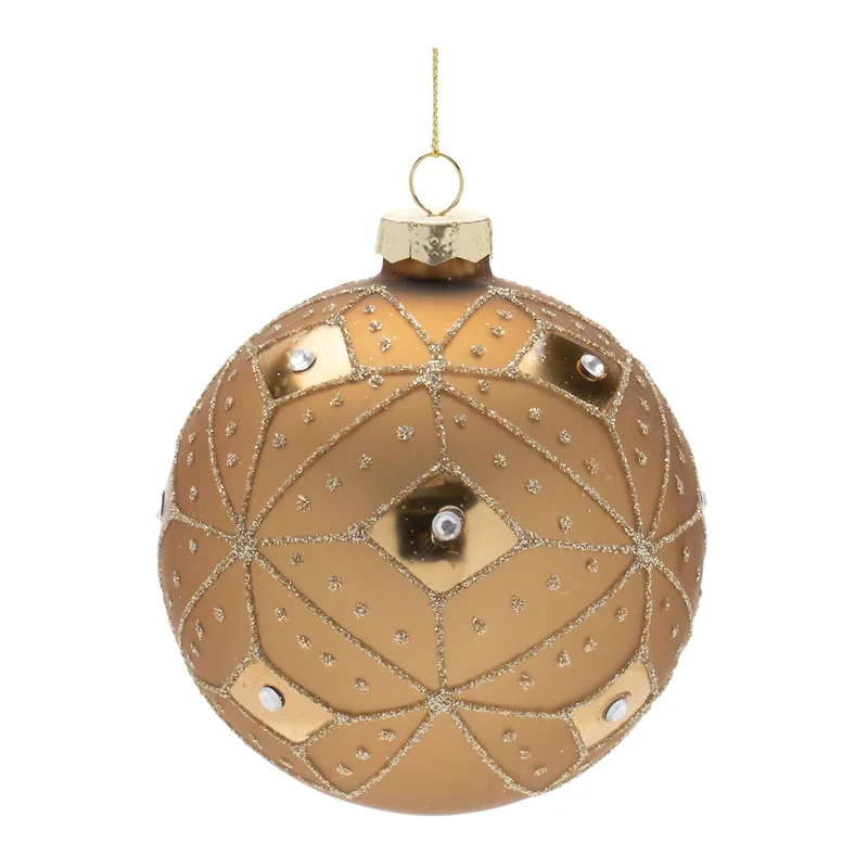 Geometric Glittered Glass Ball Ornament Set