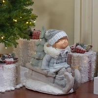 15" Lighted Girl On Sled Tabletop Decoration