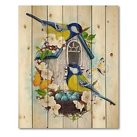 Designart - Two Tit Birds Sitting Near The Nest With Eggs I