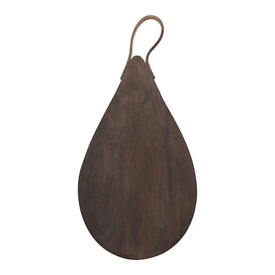 Hello Honey® Espresso Mango Wood Cheese Cutting Board with Leather Handle