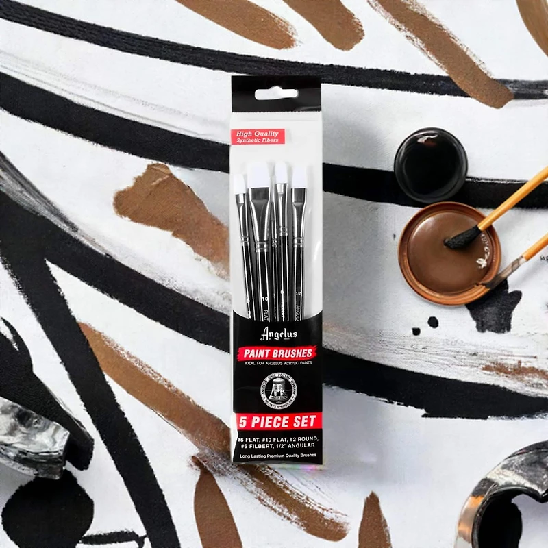 Angelus® White Synthetic Acrylic 5 Piece Brush Set