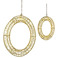 LED Lighted Hanging Christmas Wreath Decorations - 18" -  Set of 2 - Gold Lights