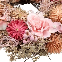 9.75" Pink Mixed Floral Artificial Spring Wreath