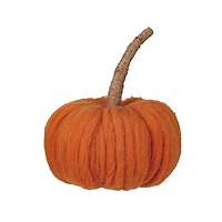 Hello Honey® 8.75" Orange Wide Wool Pumpkin with Jute Wrapped Stem