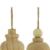 Set of 2 Natural Wood Finial Christmas Tree Ornaments 6.5"