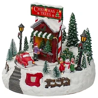 9" Lighted & Animated Christmas Tree Farm Winter Scene with Moving Cars