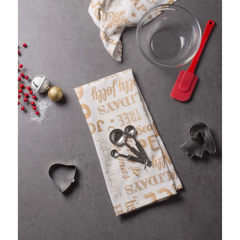 DII® Gold Christmas Collage Dishtowel Set