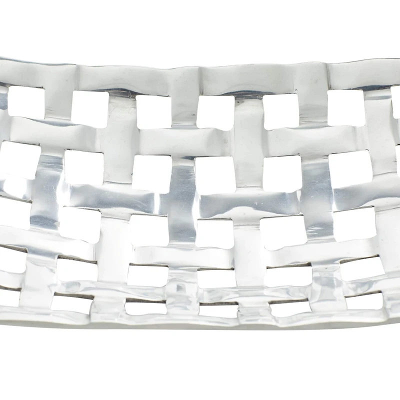 Silver Aluminum Contemporary Tray Set