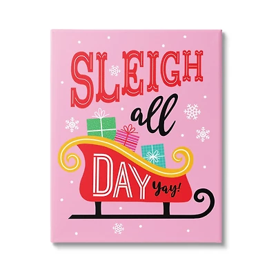 Stupell Industries Sleigh All Day Bold Gift Sled Canvas Wall Art
