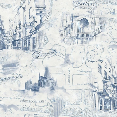 RoomMates Blue Harry Potter Map Peel & Stick Wallpaper