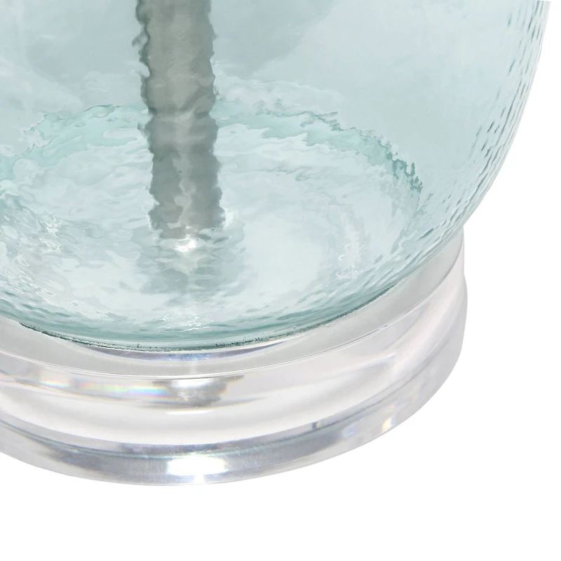 Lalia Home 21.5" Clear Blue Oval Glass Table Lamp with White Drum Shade
