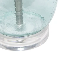 Lalia Home 21.5" Clear Blue Oval Glass Table Lamp with White Drum Shade