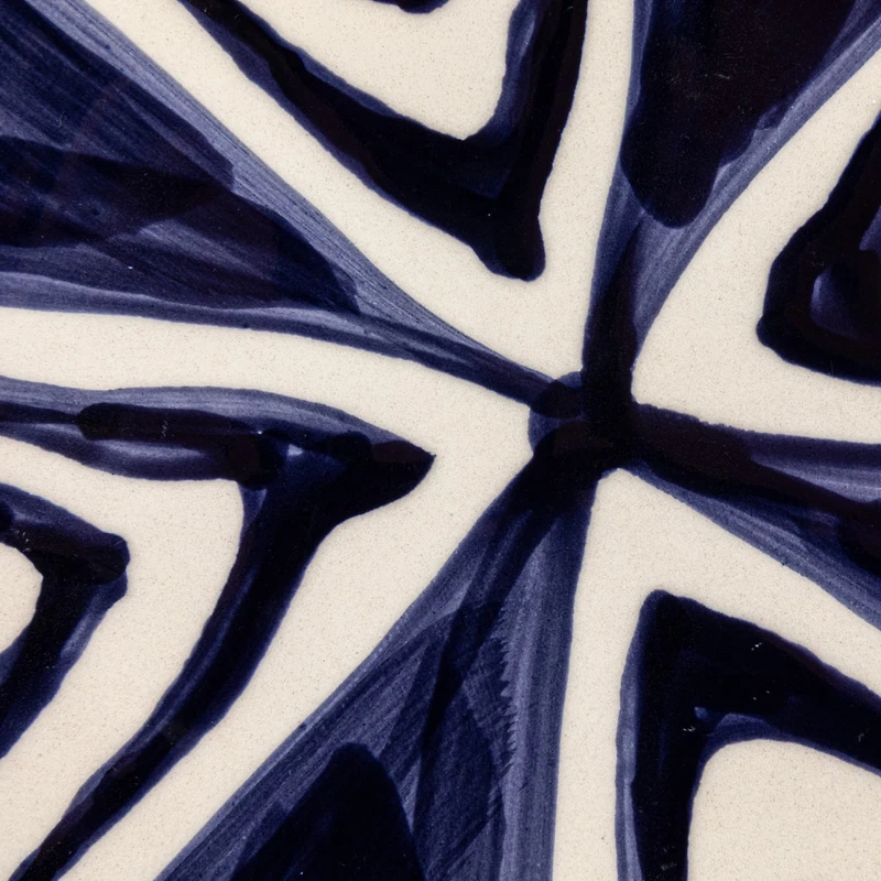 Hello Honey® 12.5" Blue & Cream Hand-Painted Design Stoneware Serving Bowl