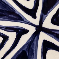 Hello Honey® 12.5" Blue & Cream Hand-Painted Design Stoneware Serving Bowl