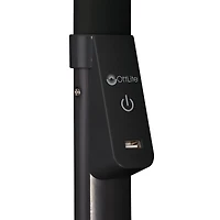 OttLite Black Dual Shade LED Floor Lamp with USB Charging Station