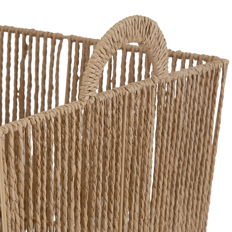 Simplify Small Vertical Weave Storage Basket with Round Handles