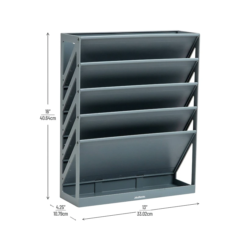 Mind Reader 5-Tier Vertical File Storage, Desktop Organizer, Wall Mount, Office, Plastic