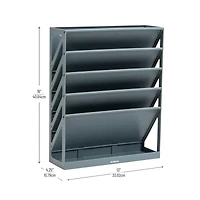 Mind Reader 5-Tier Vertical File Storage, Desktop Organizer, Wall Mount, Office, Plastic