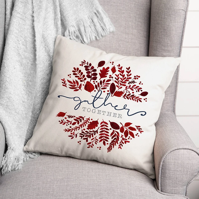 Gather Together Leaves Autumn Throw Pillow