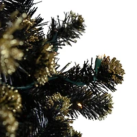 7.5ft. Pre-Lit Crystal Pine with Gold Glitter Artificial Christmas Tree, Clear LED Lights