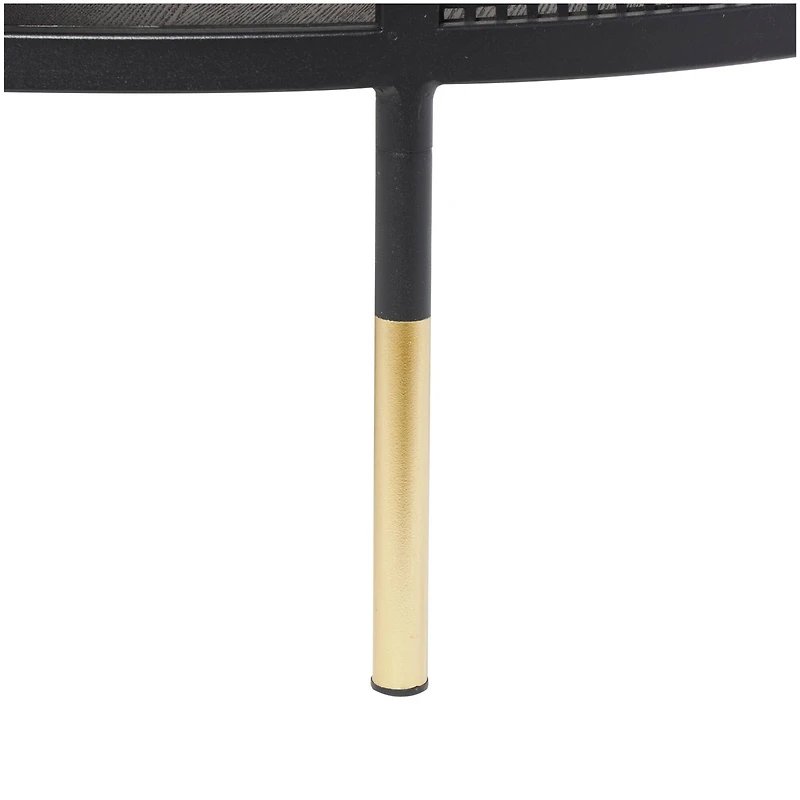 32" Black Metal Open Grid Frame Coffee Table