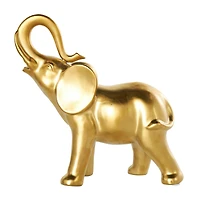11" Gold Ceramic Elephant Standing Sculpture