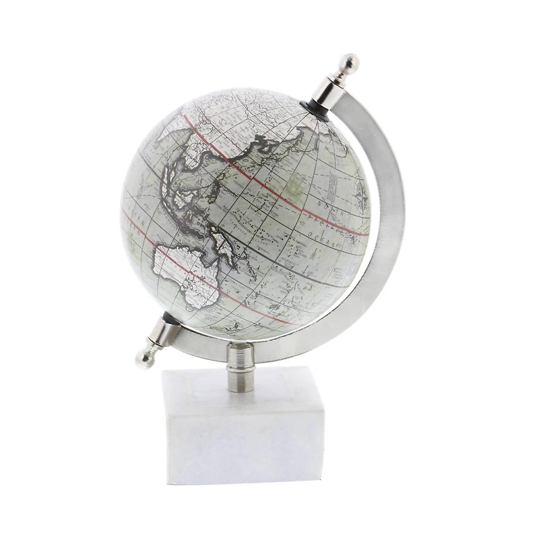 9" White Ceramic & Metal Contemporary Globe